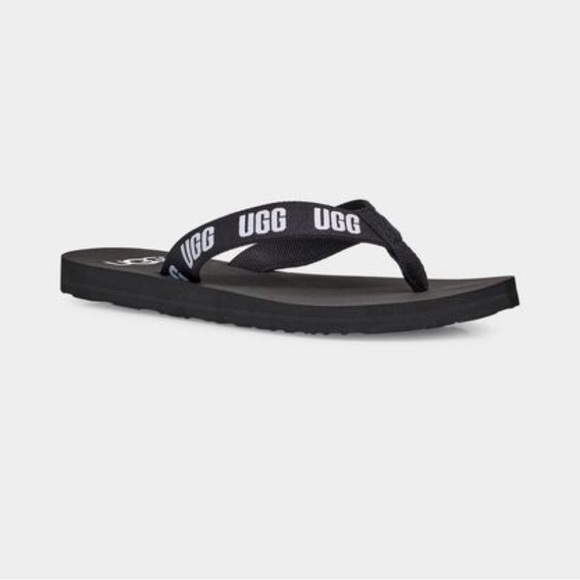 Ugg Flip Flops Womens Sandals Shoes Logo Graphic Black & White Ladies New - Picture 2 of 7